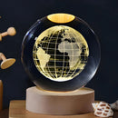 Crystal Table Lamp Crystal Ball Planet Earth, Galaxy and Solar System LED Wooden Base Decoration