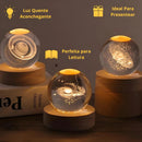 Crystal Table Lamp Crystal Ball Planet Earth, Galaxy and Solar System LED Wooden Base Decoration