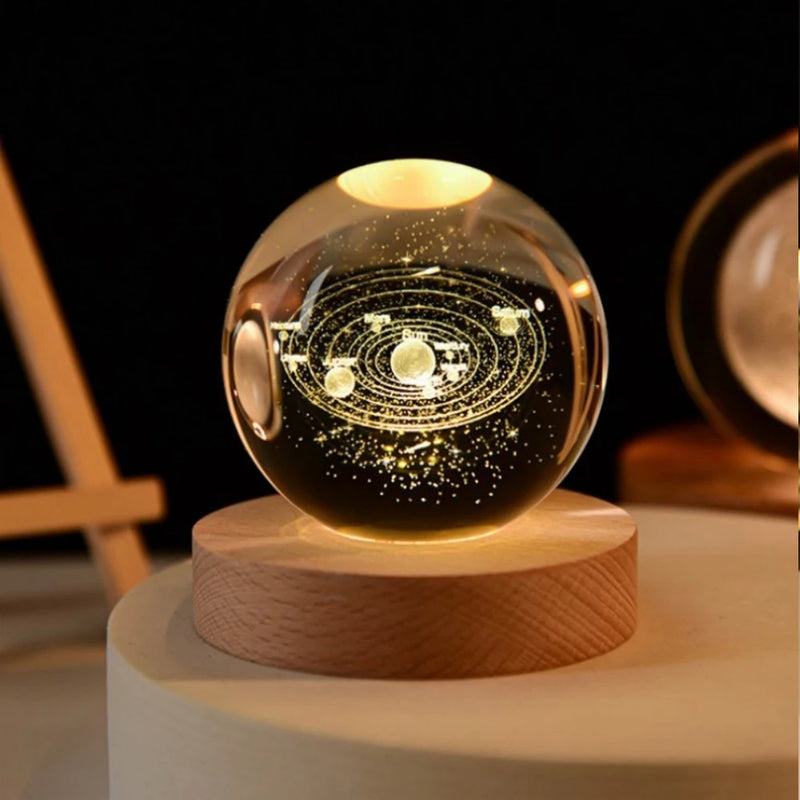 NOVO Natal Aniversário Gifts6 Crystal Ball Planet Night Light Laser Solar System Globe Astronomy Festival GiftsDesktopDecoration