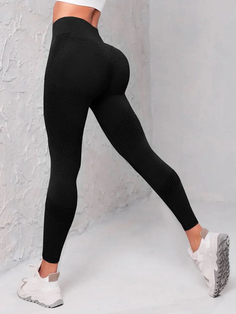 Elastic High Waist Leggings Women Knitted Solid Tights Seamless Butt Lift Fitness Yoga Fashion Skinnly Gym Sports Leggings