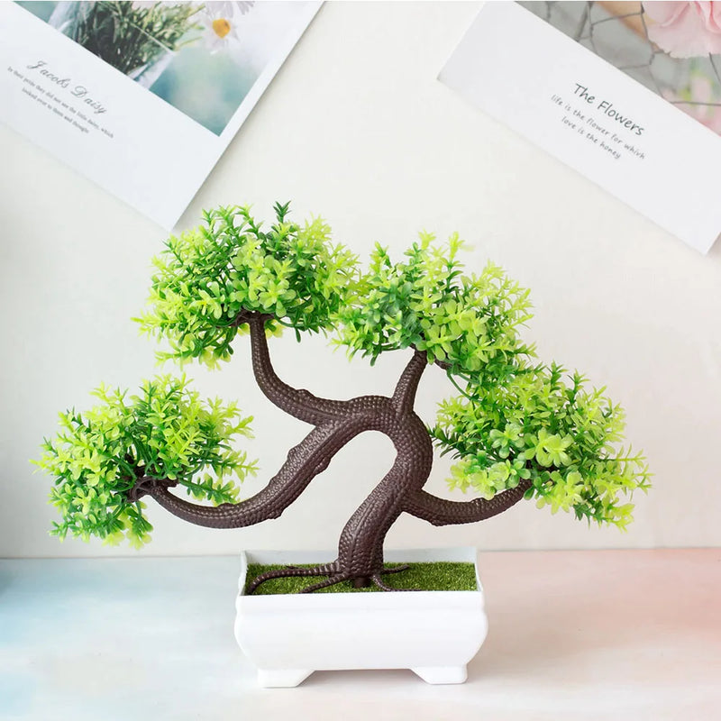 Plantas Artificiais Decorativas, Bonsai em Vaso, Pequena Árvore Falsa, Enfeites para Jardim Zen, Decoração de Mesa para Casa e Quarto