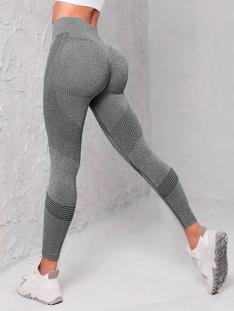 Elastic High Waist Leggings Women Knitted Solid Tights Seamless Butt Lift Fitness Yoga Fashion Skinnly Gym Sports Leggings
