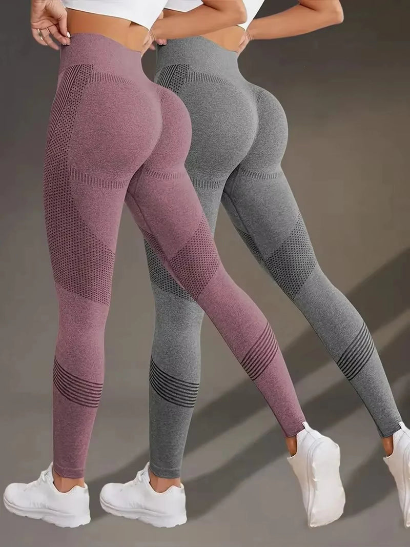 Elastic High Waist Leggings Women Knitted Solid Tights Seamless Butt Lift Fitness Yoga Fashion Skinnly Gym Sports Leggings