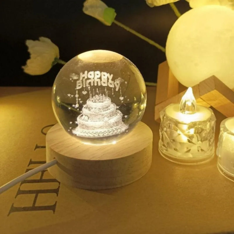 NOVO Natal Aniversário Gifts6 Crystal Ball Planet Night Light Laser Solar System Globe Astronomy Festival GiftsDesktopDecoration