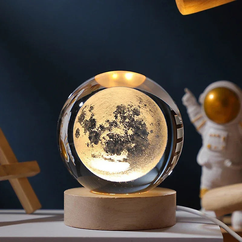 NOVO Natal Aniversário Gifts6 Crystal Ball Planet Night Light Laser Solar System Globe Astronomy Festival GiftsDesktopDecoration