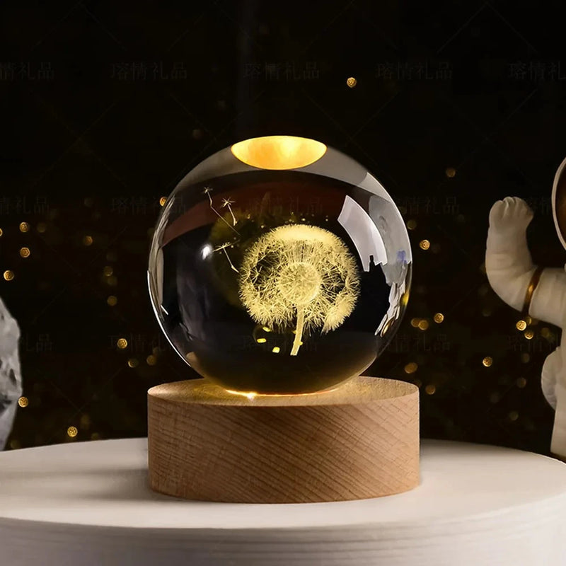 NOVO Natal Aniversário Gifts6 Crystal Ball Planet Night Light Laser Solar System Globe Astronomy Festival GiftsDesktopDecoration