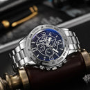 Relógio  masculino de quartzo com pulseira de aço elegante, presente de Natal.